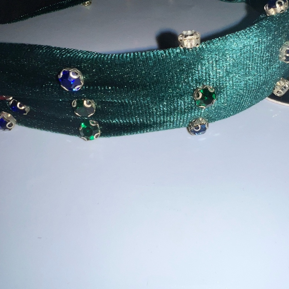 Zaxie green velvet type material with rhinestones - BNWT - Picture 5 of 7